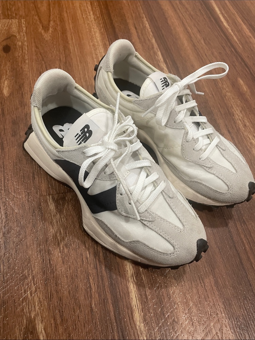 New Balance Women’s White and Black Retro-Style Sneakers